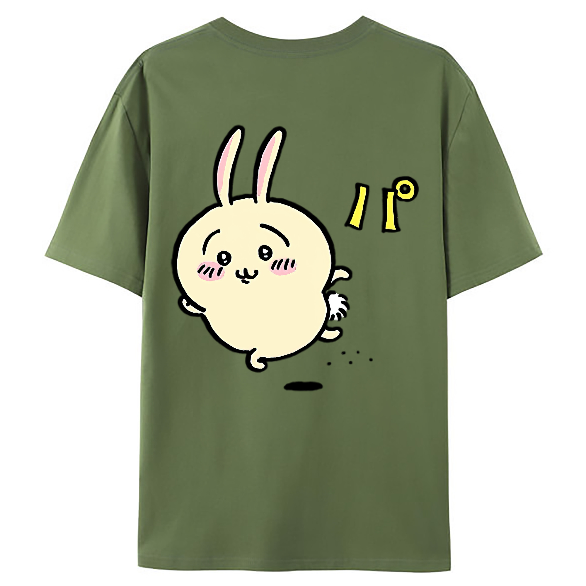 （画像用） ちいかわ うさぎ Chii-kawa usagi 綿100％ メンズ半袖Tシャツ（バックプリント） 通気性